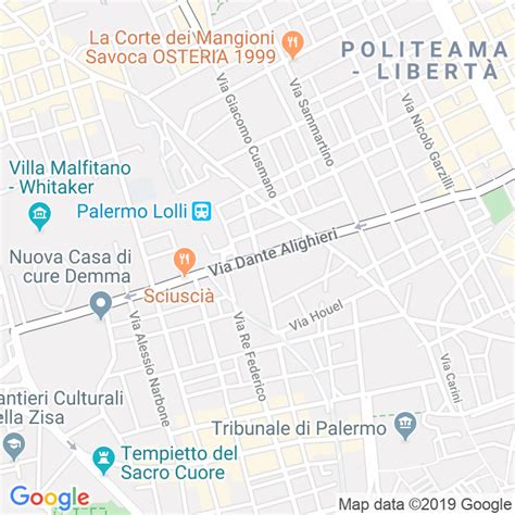 via dante palermo mappa